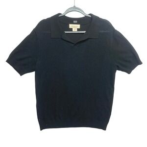 Frederik Anderson Copenhagen Polo Shirt Mens Black Knit Viscose Blend